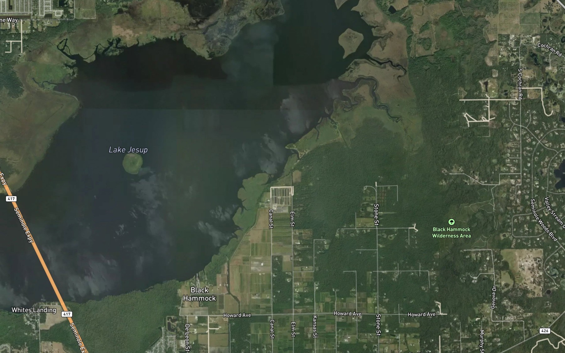 Satellite map of the Carr Creek