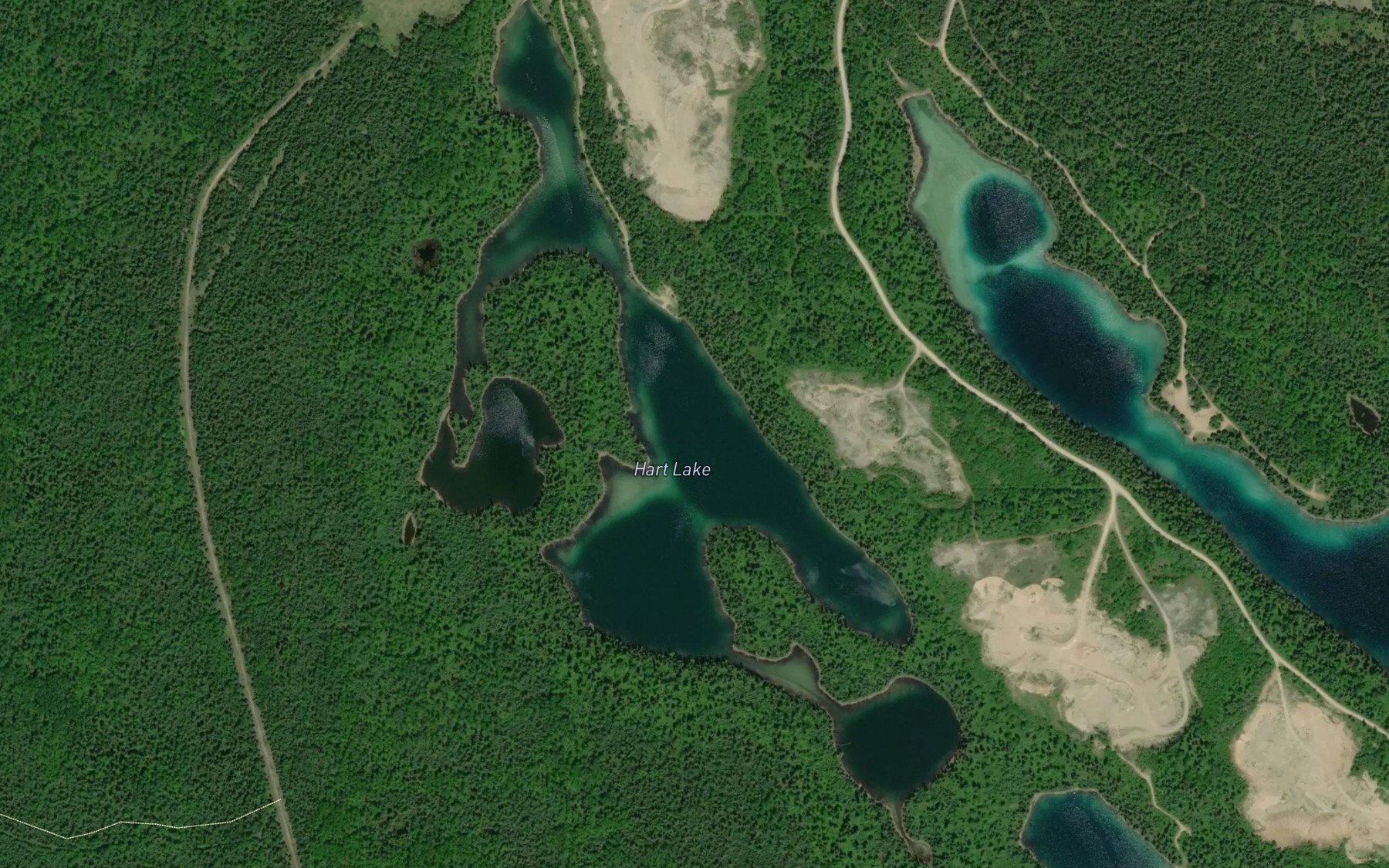 Satellite map of the Hart Lake