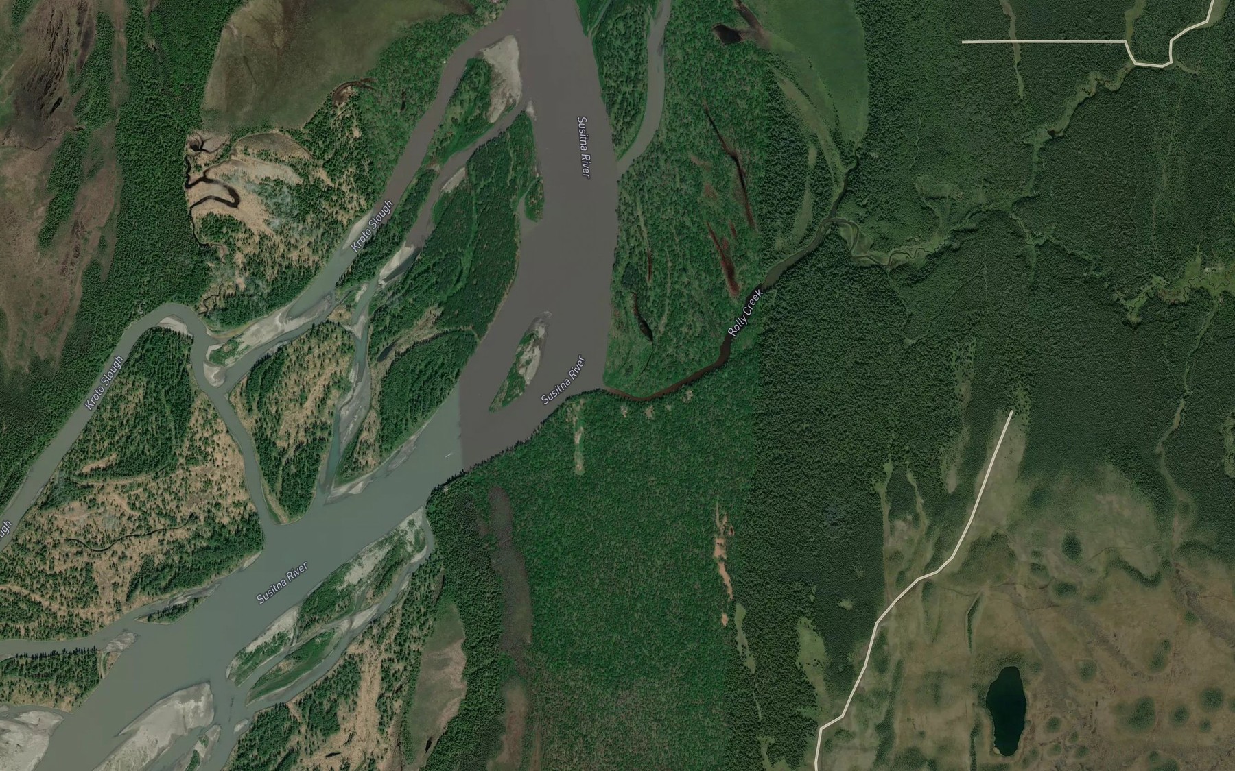 Satellite map of the Rolly Creek