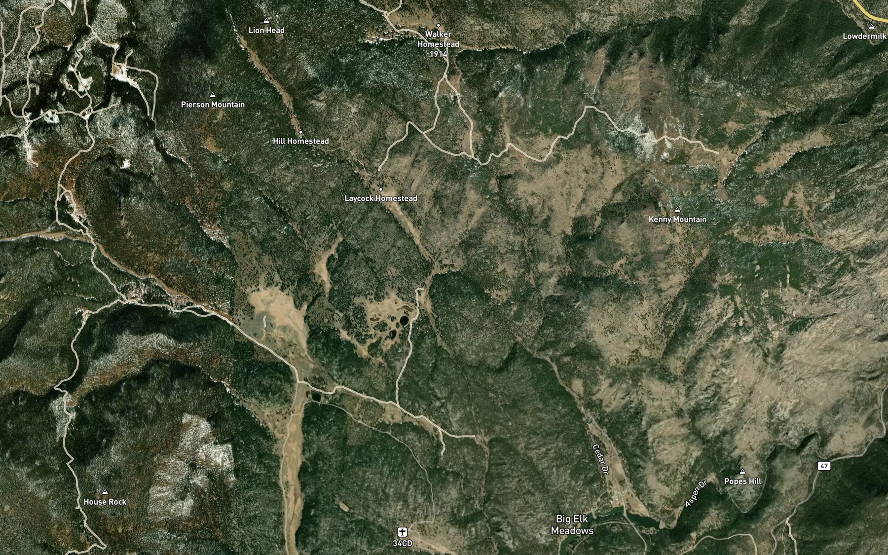 Satellite map of the Wilson Spring
