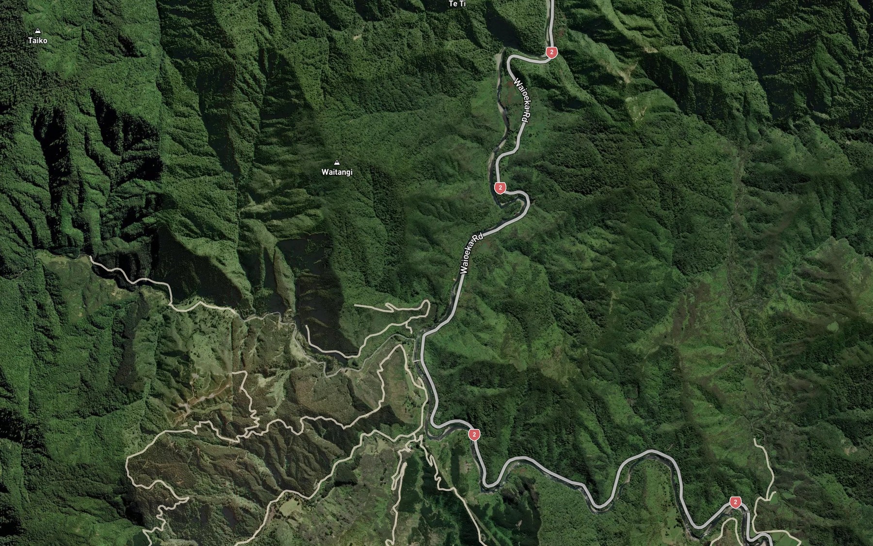 Satellite map of the Hells Gate Rapids