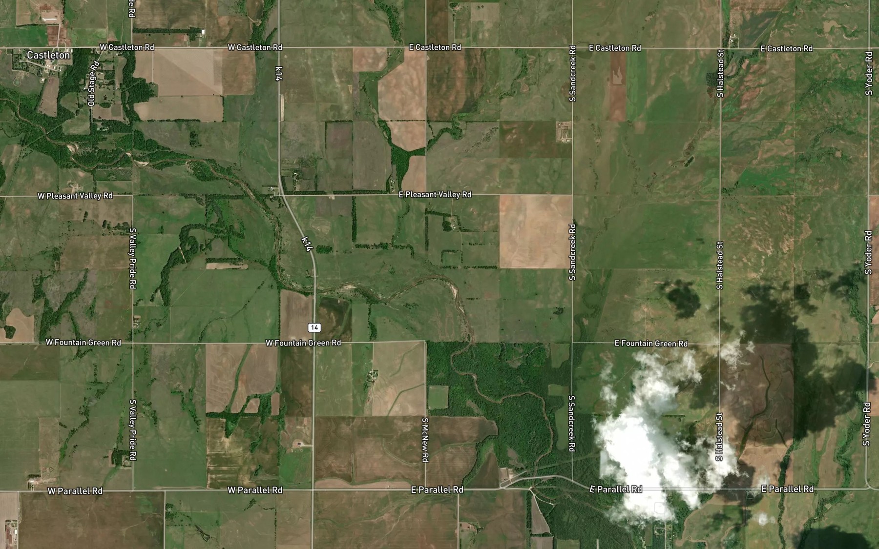 Satellite map of the Crow Creek