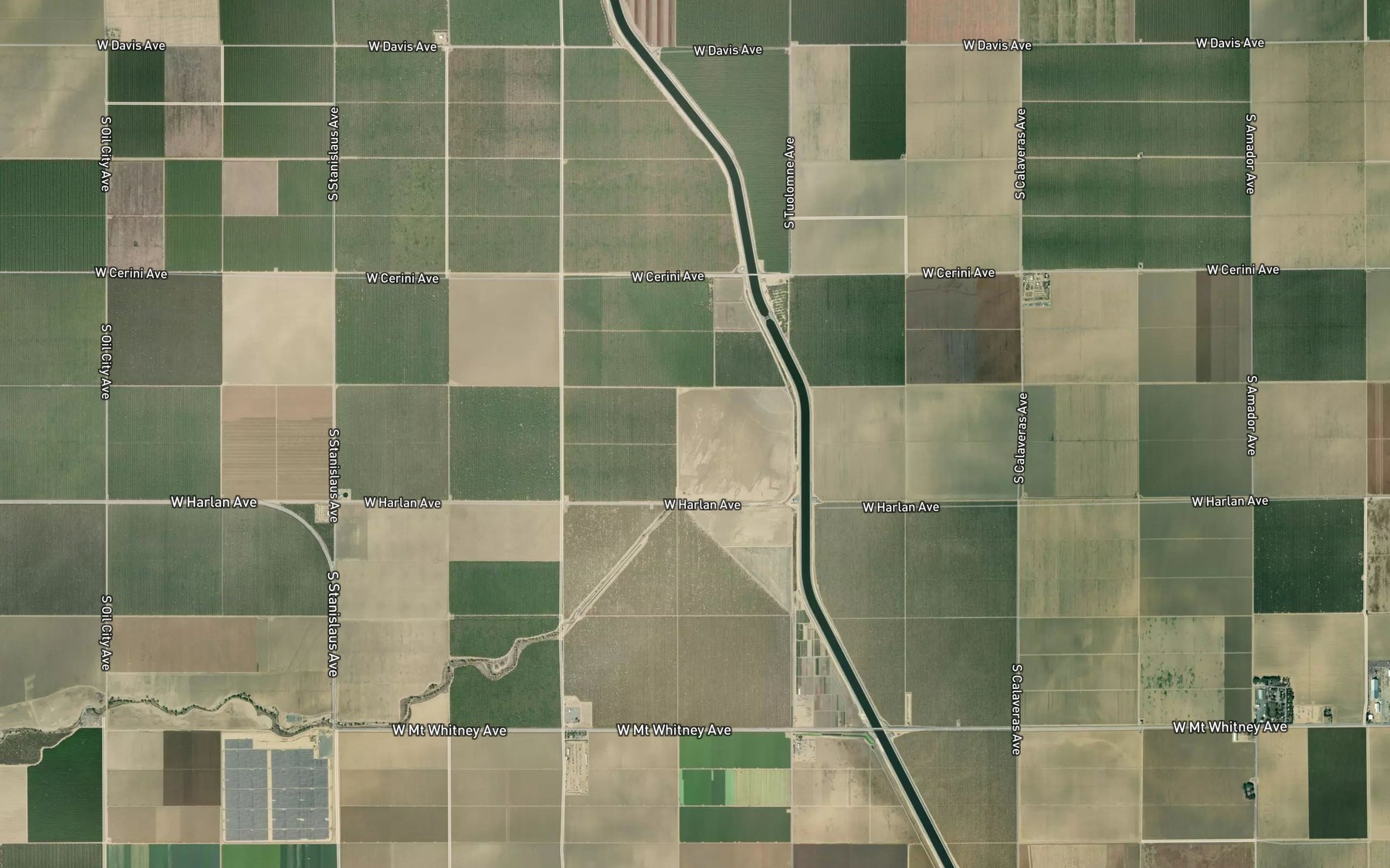 Satellite map of the Cantua Creek