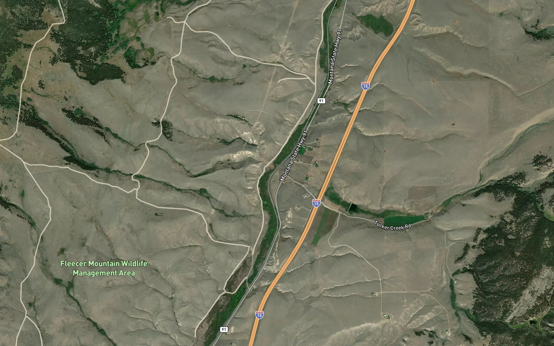 Satellite map of the Tucker Creek