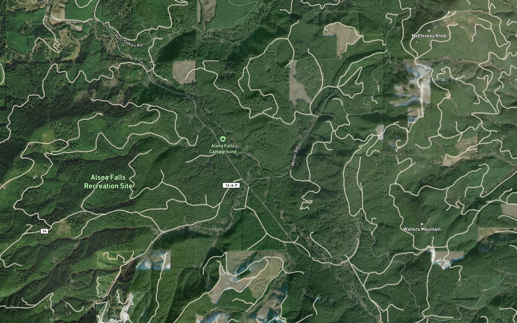 Satellite map of the Coleman Creek