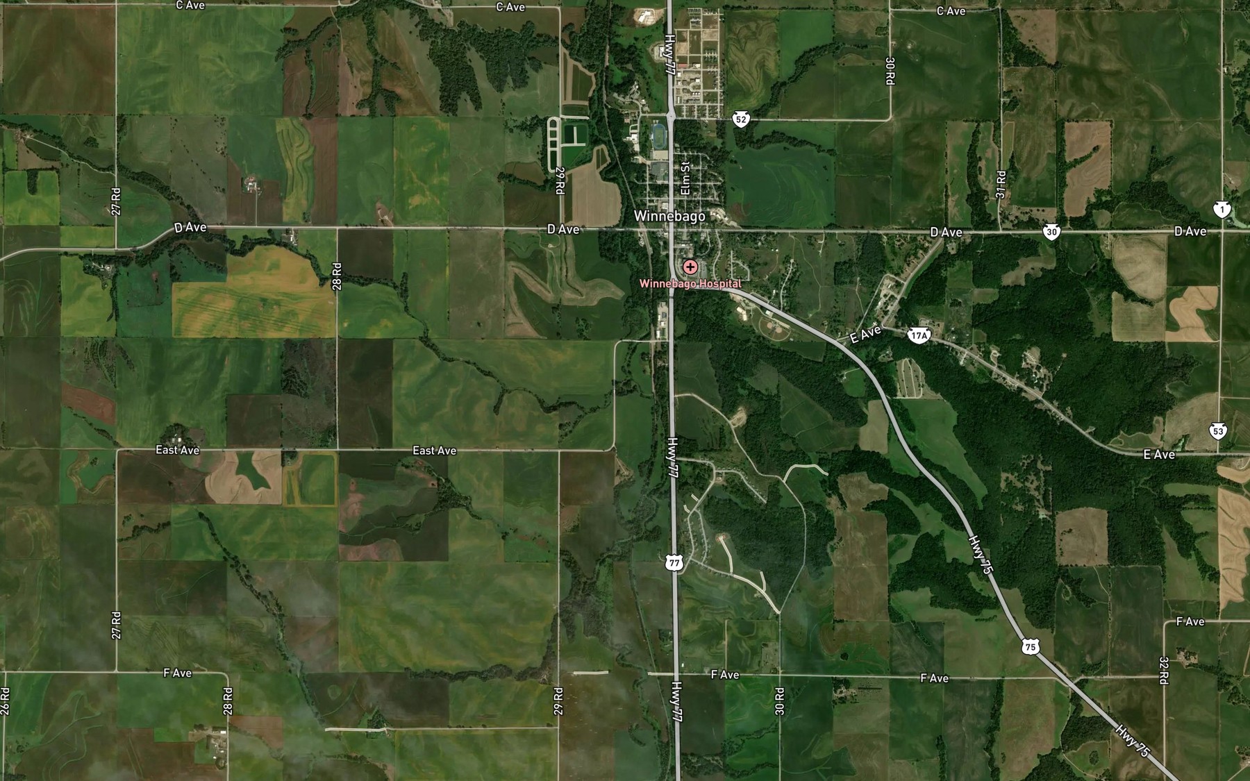 Satellite map of the Morgan Creek