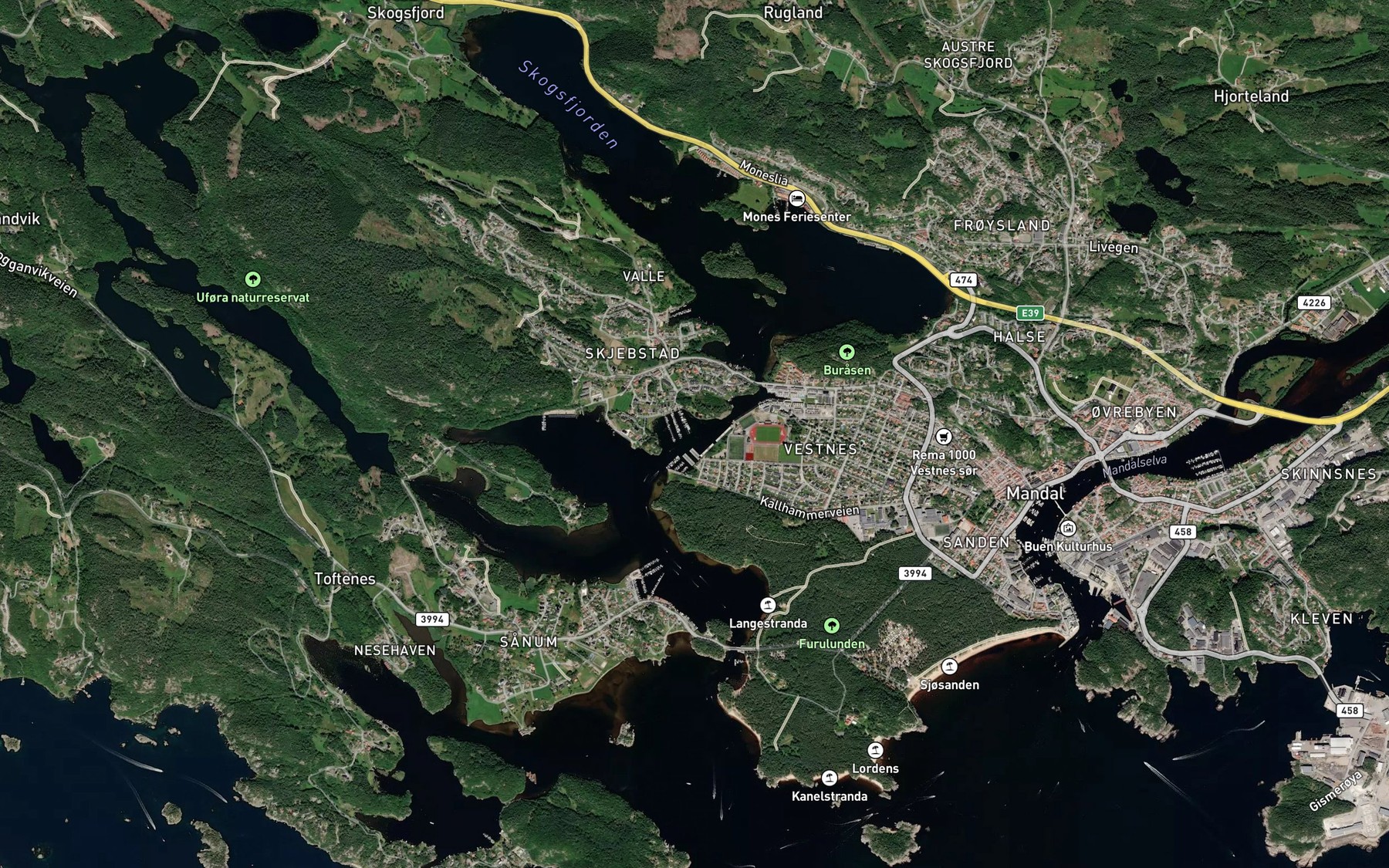 Satellite map of the Leirvika