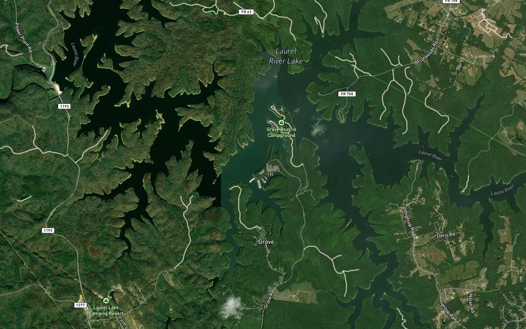 Satellite map of the Grove Marina