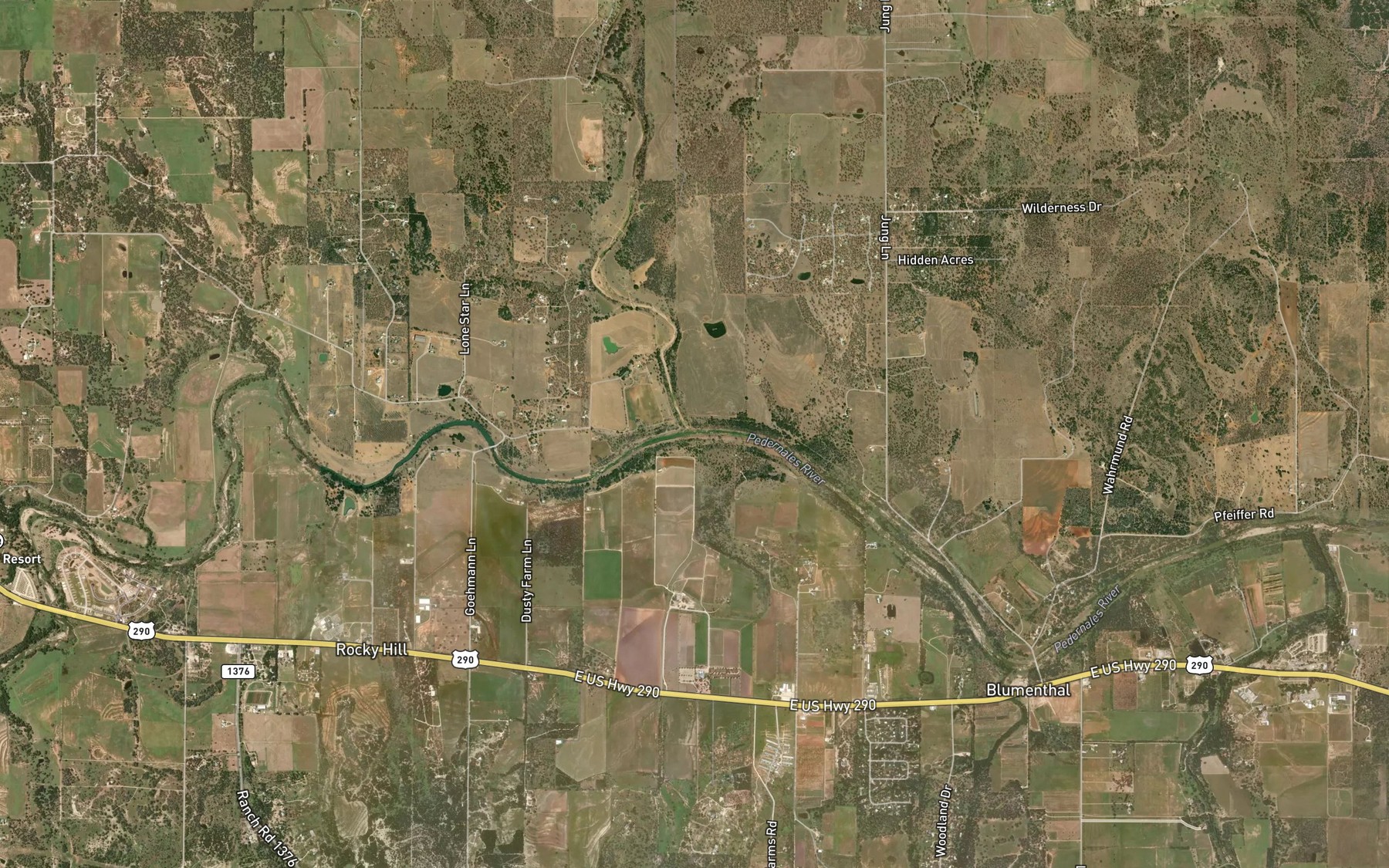 Satellite map of the Palo Alto Creek