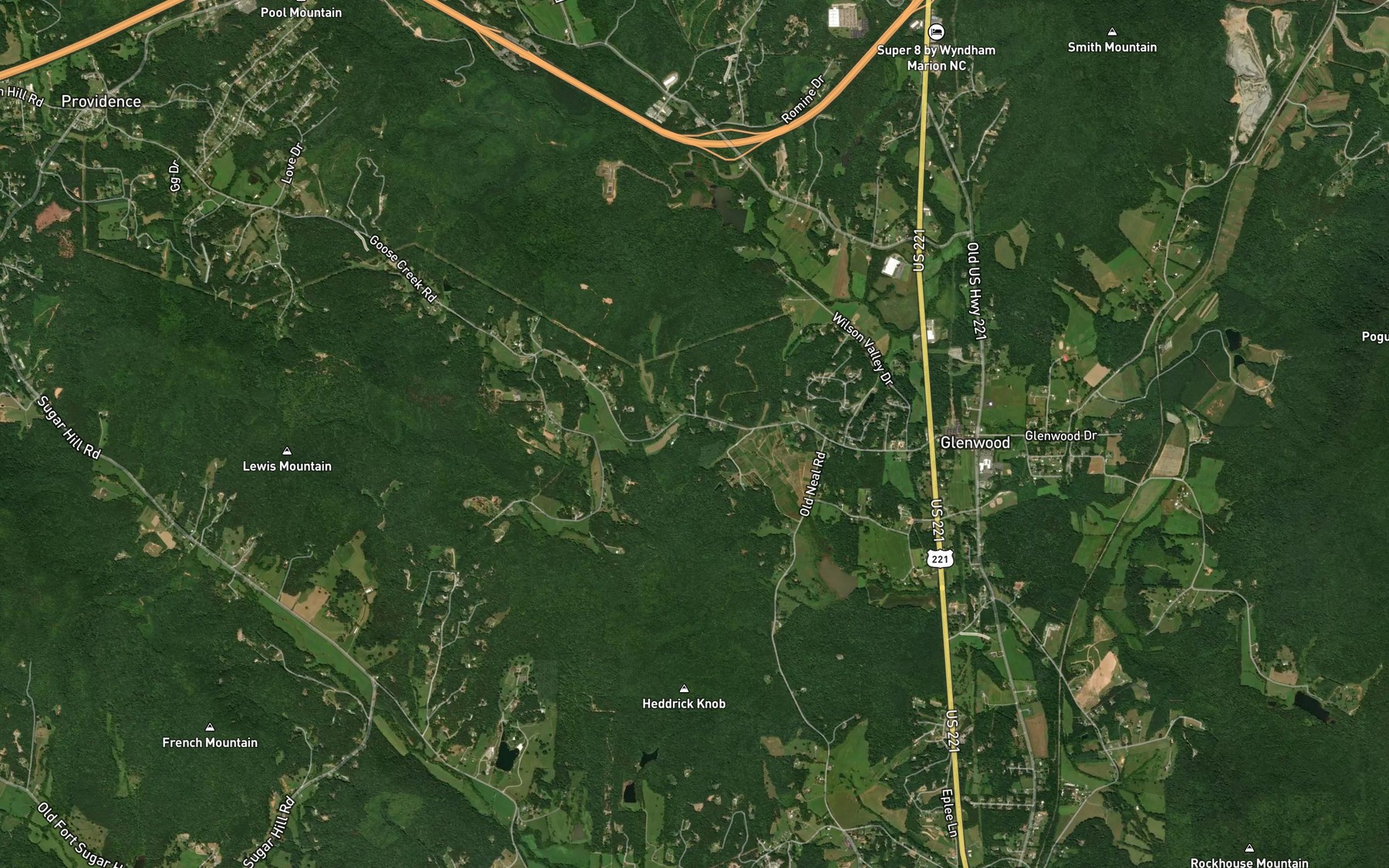 Satellite map of the West Fork Goose Creek