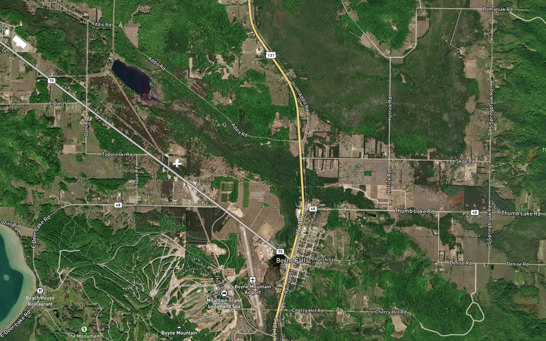 Satellite map of the South Branch Boyne River