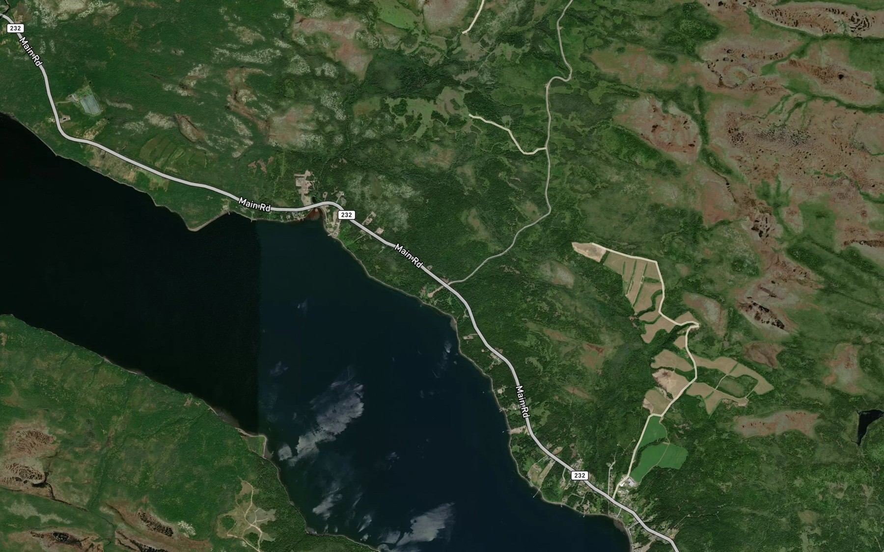 Satellite map of the Burnt Brook Cove