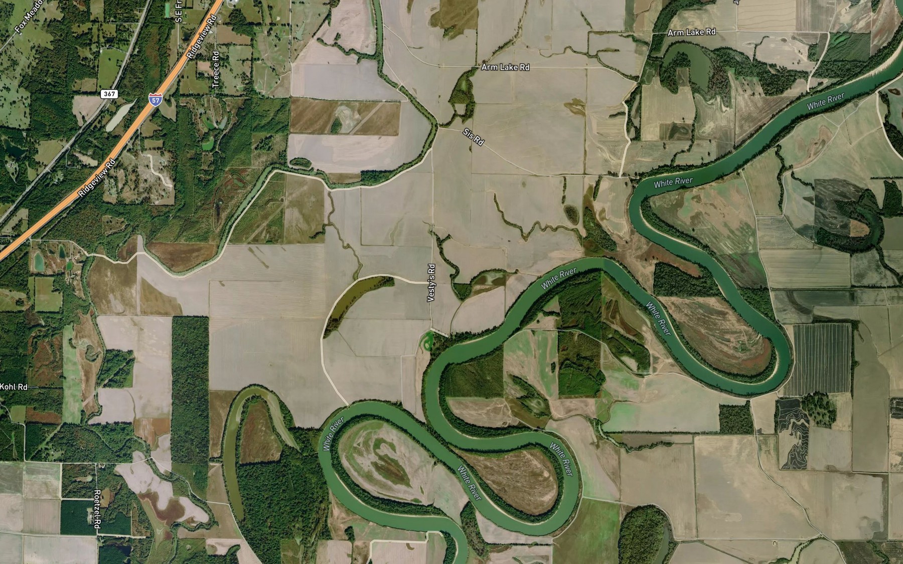 Satellite map of the Bear Water Slough