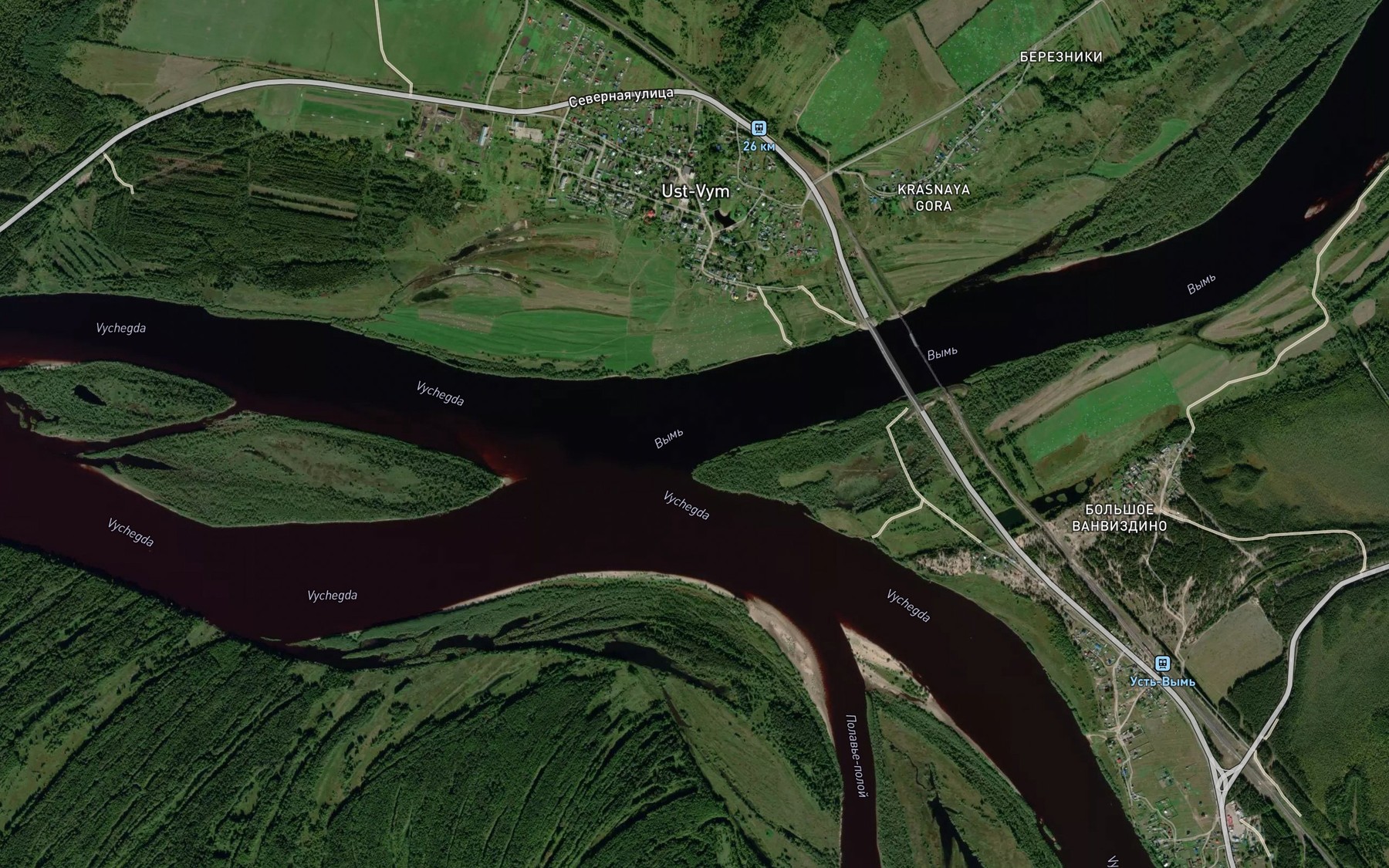 Satellite map of the Vym'