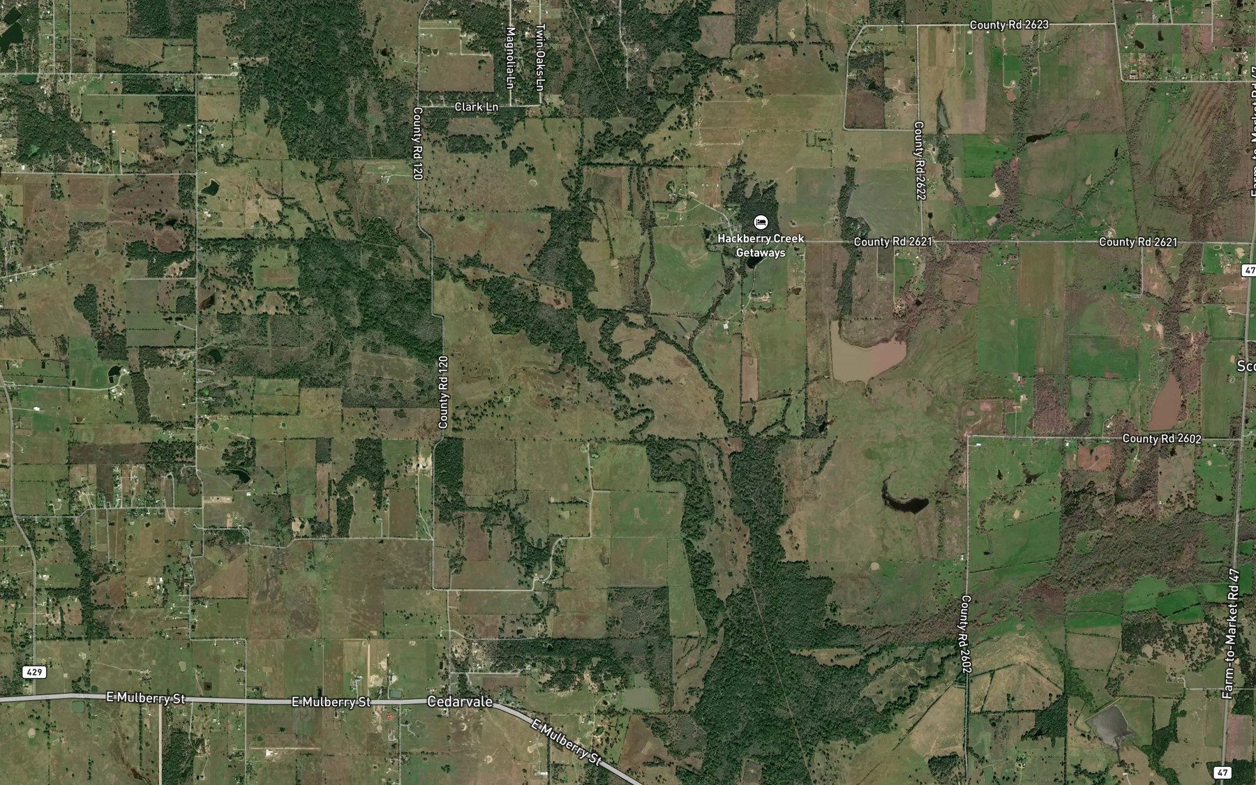 Satellite map of the Allen Creek