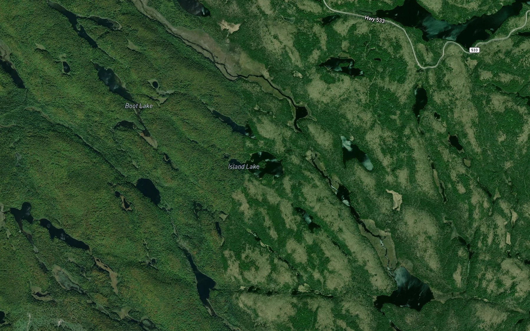 Satellite map of the Island Lake