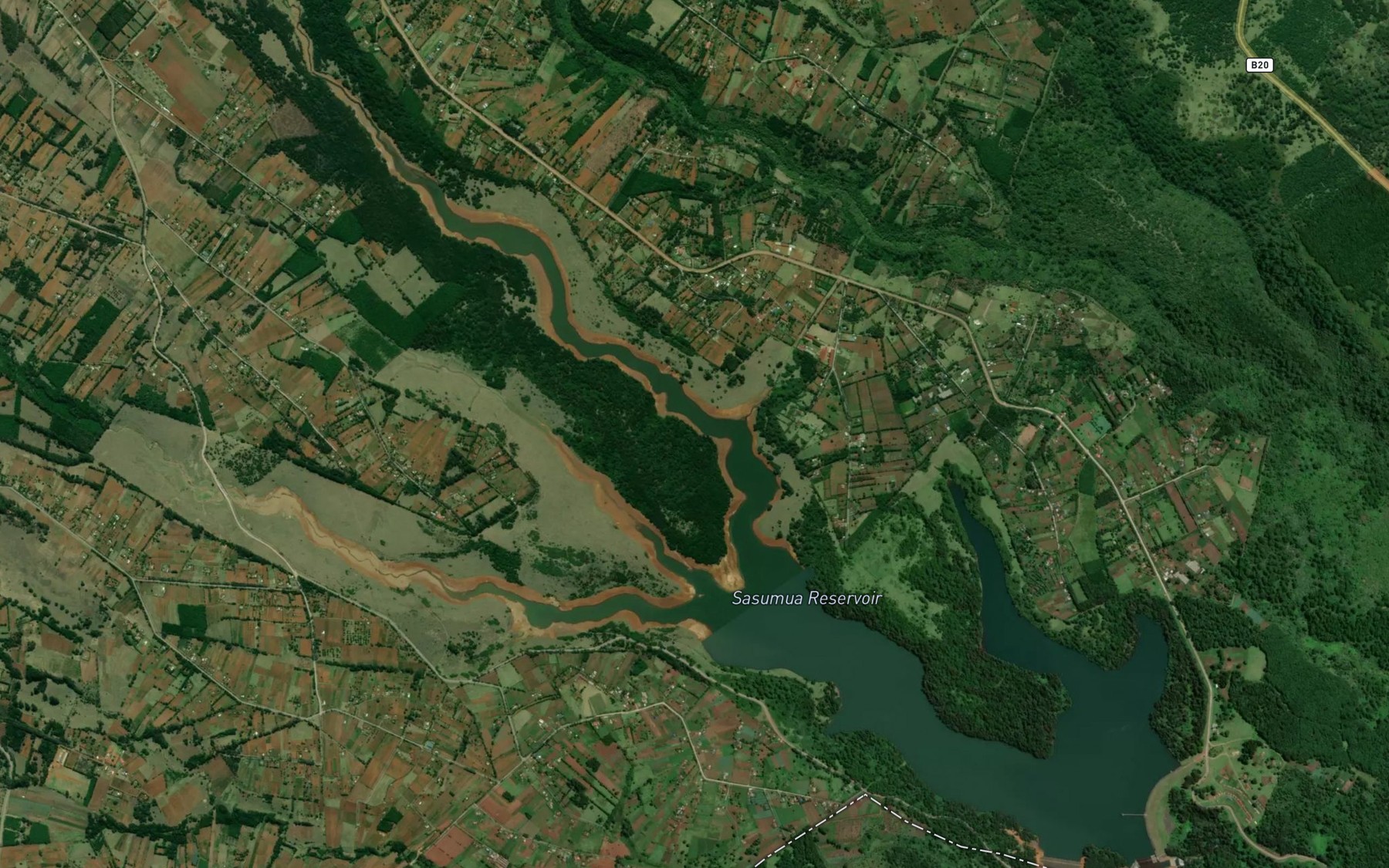 Satellite map of the Sasumwa Dam