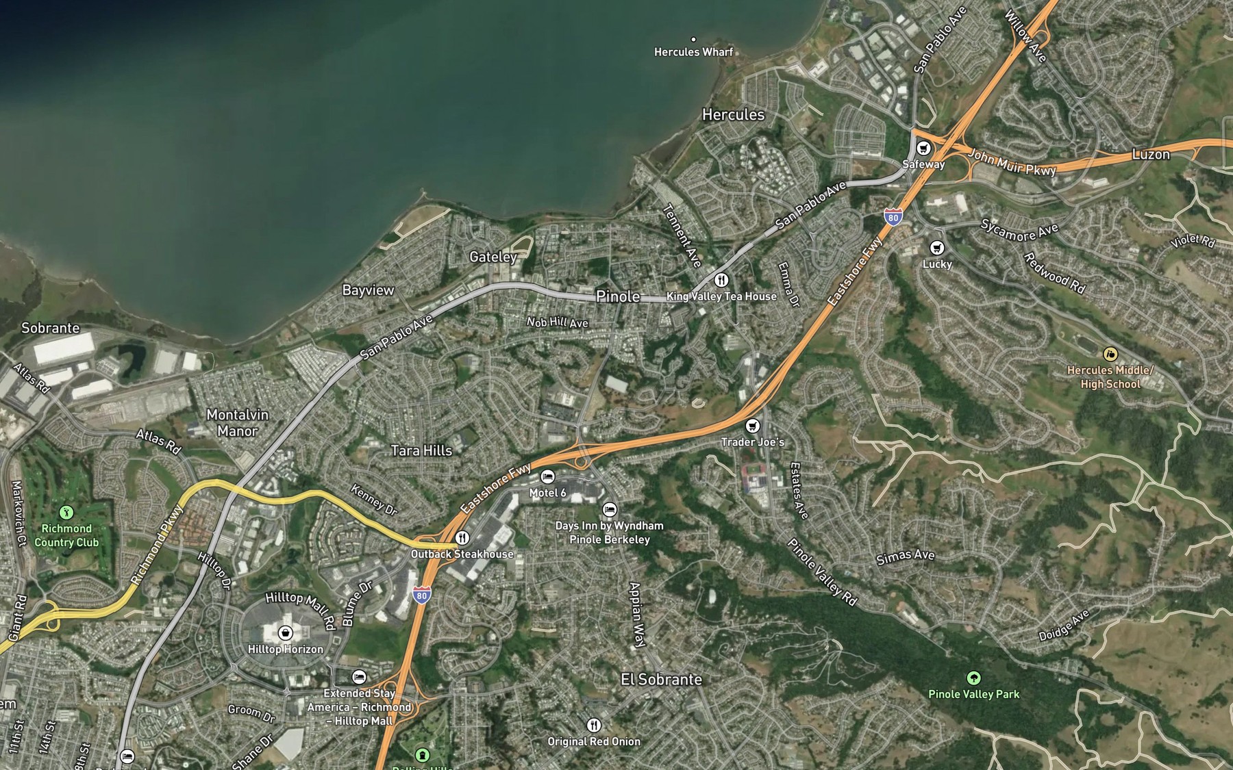 Satellite map of the Maloney Reservoir
