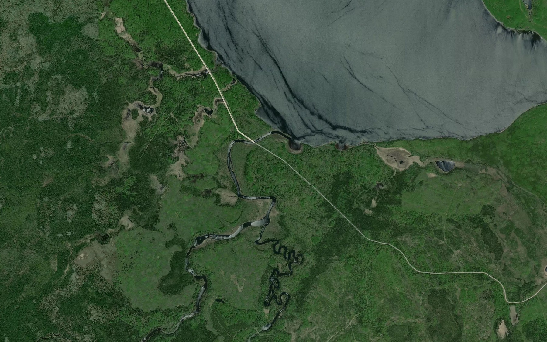 Satellite map of the Spruce River