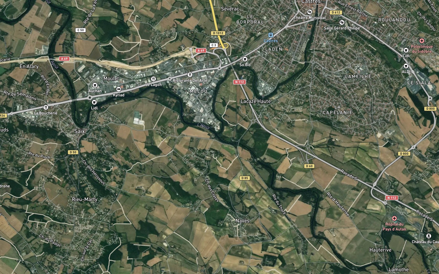 Satellite map of the Thore