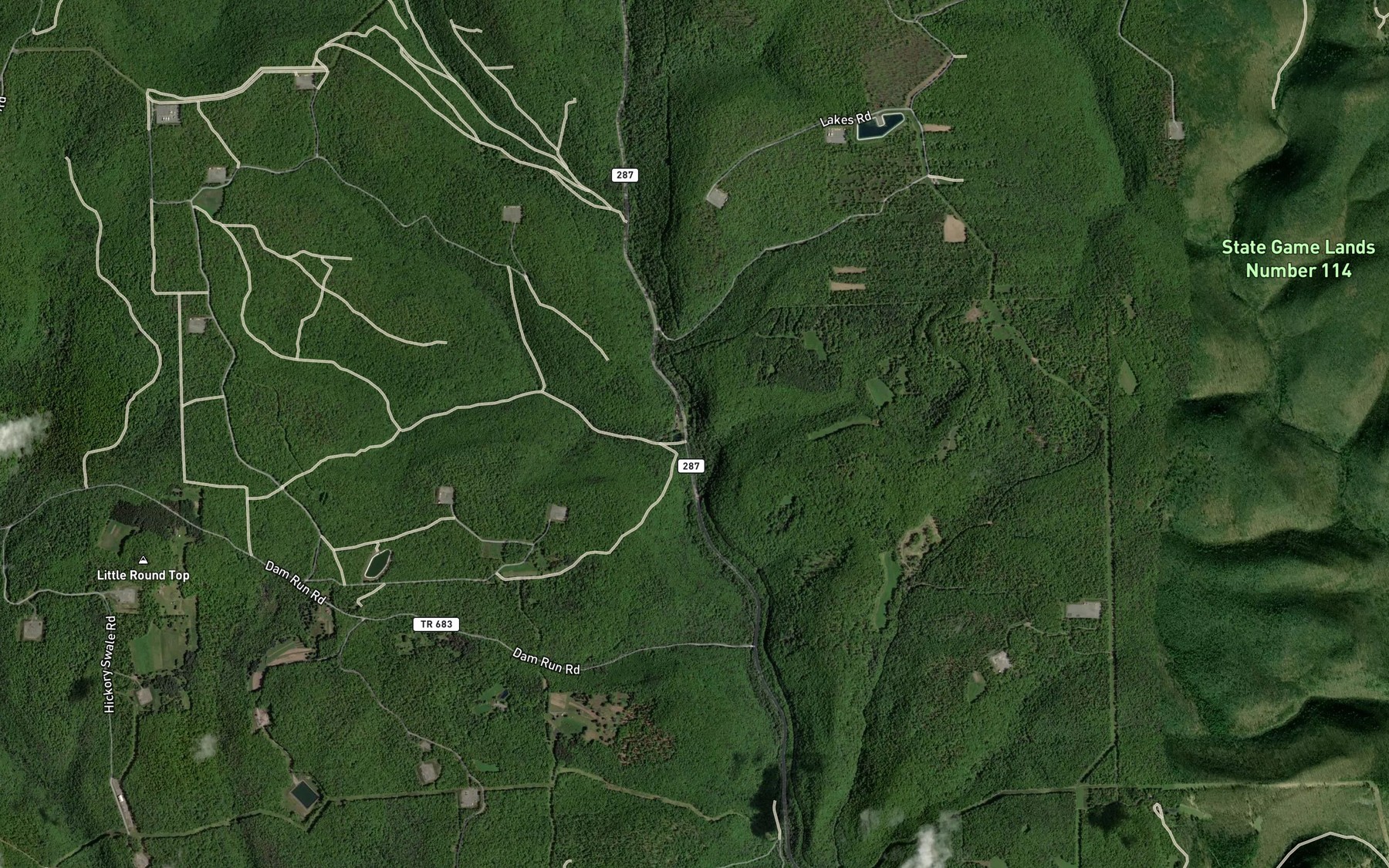 Satellite map of the Funston Run