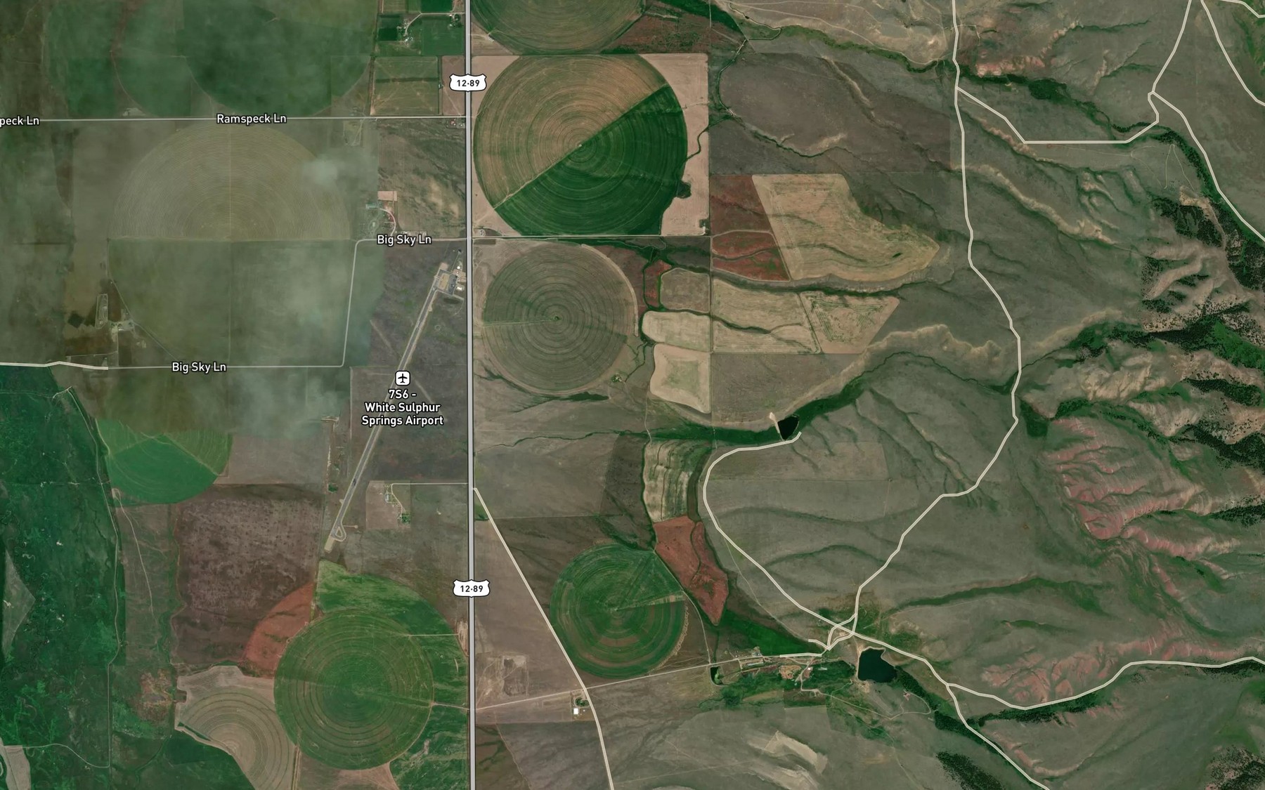 Satellite map of the Potter Creek