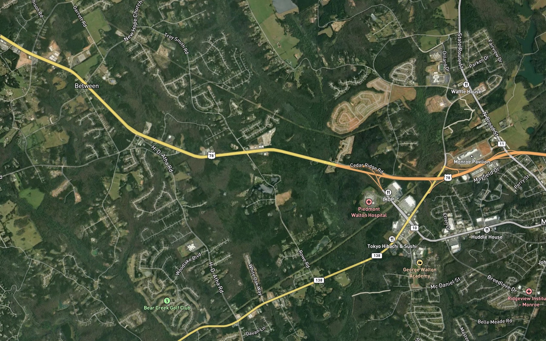 Satellite map of the House Lake