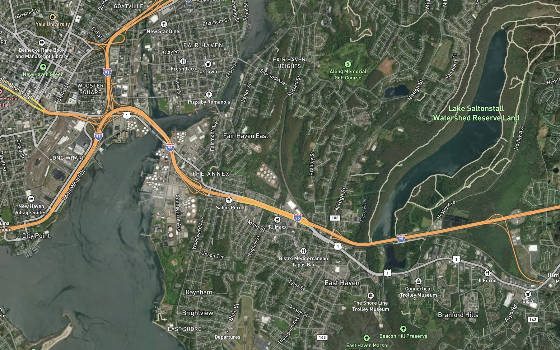 Satellite map of the Pollywog Pond