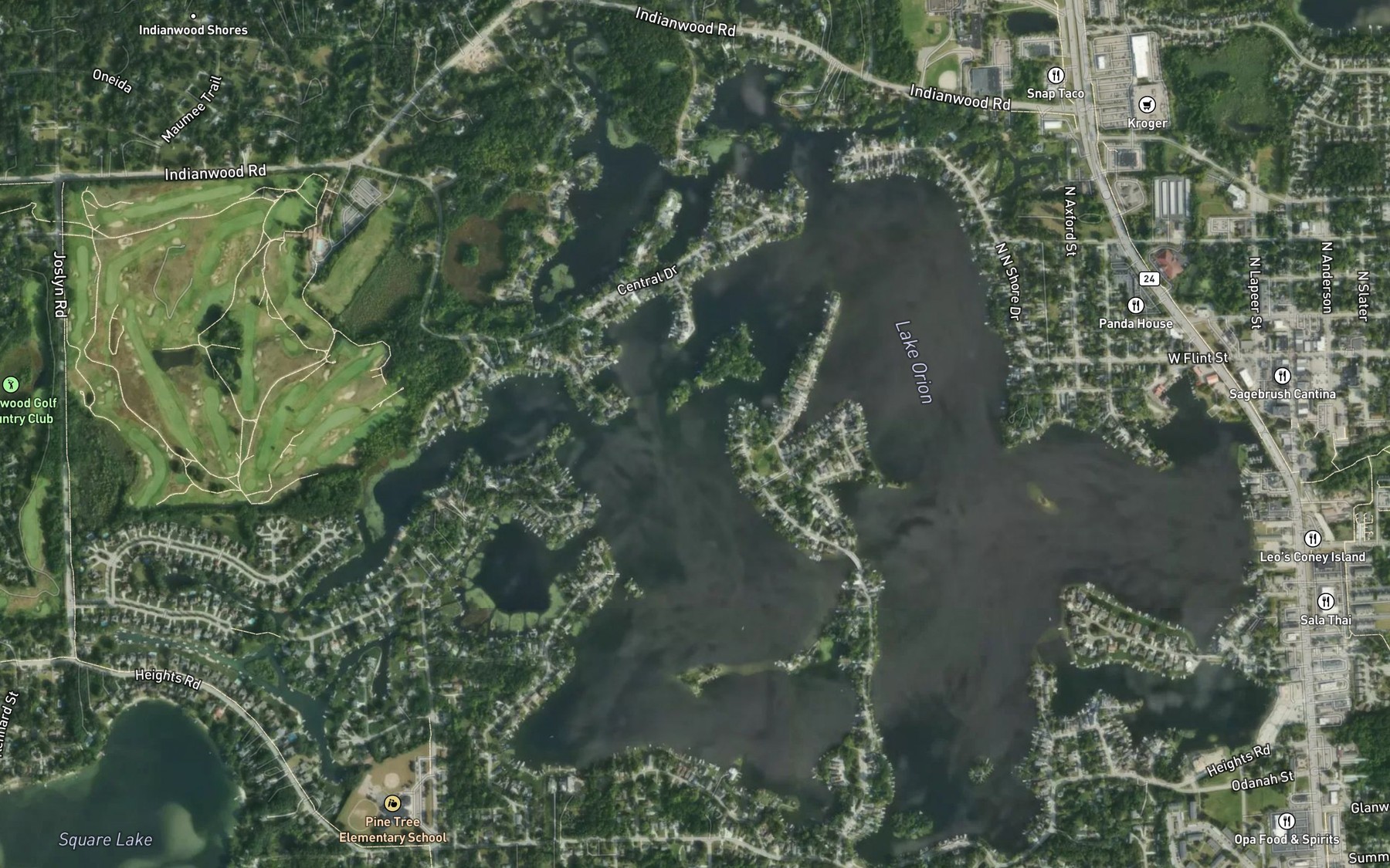 Satellite map of the Lake Orion