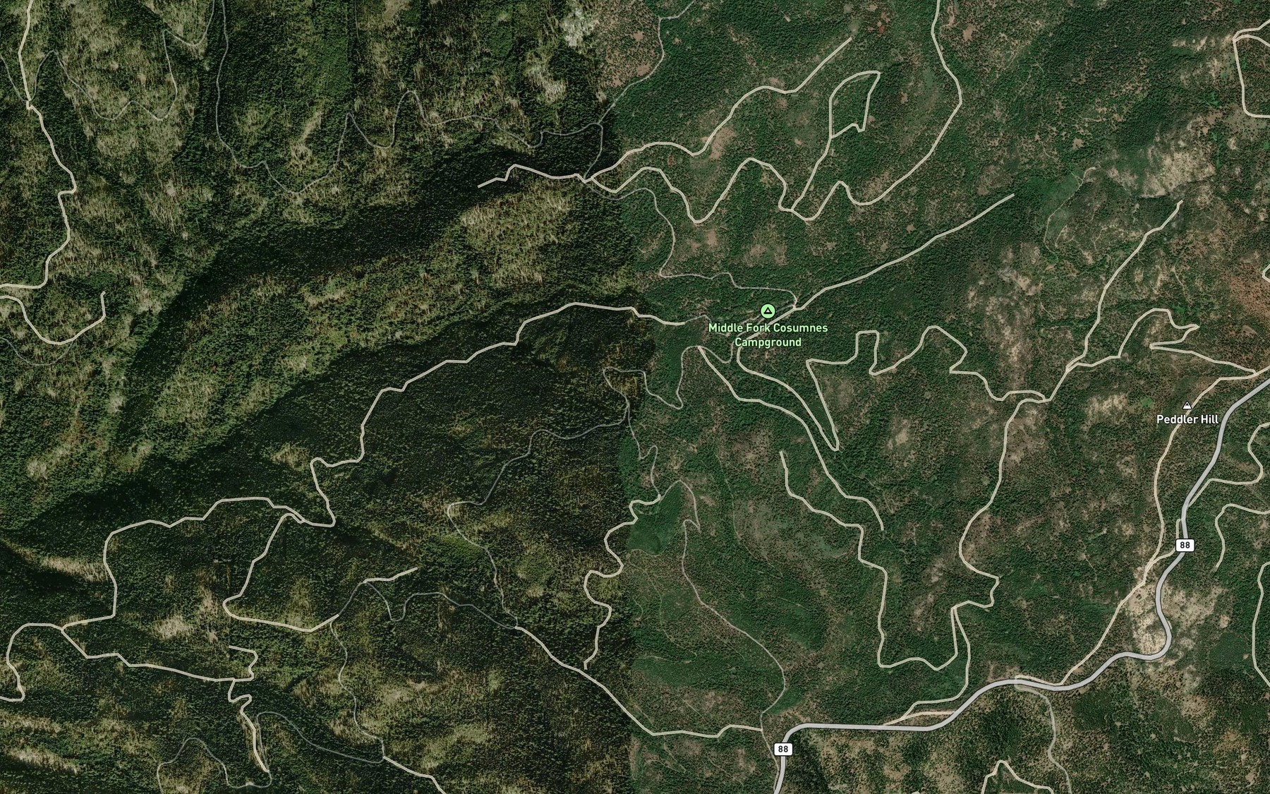 Satellite map of the Mehrten Spring