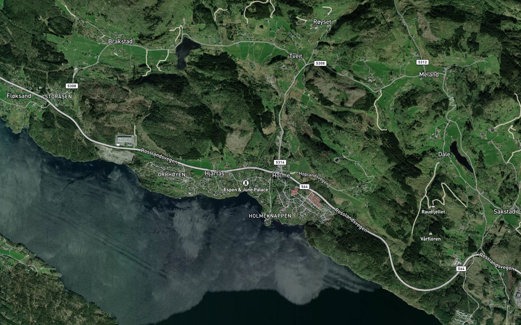 Satellite map of the Holmevatnet