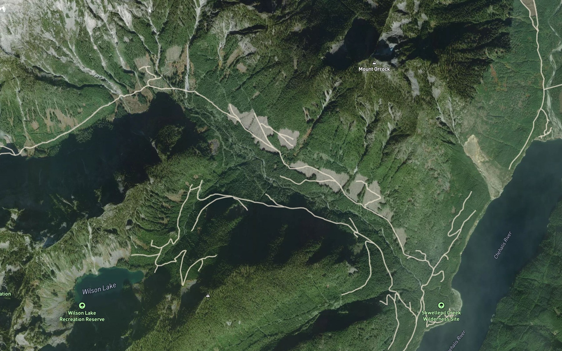 Satellite map of the Gerty Creek