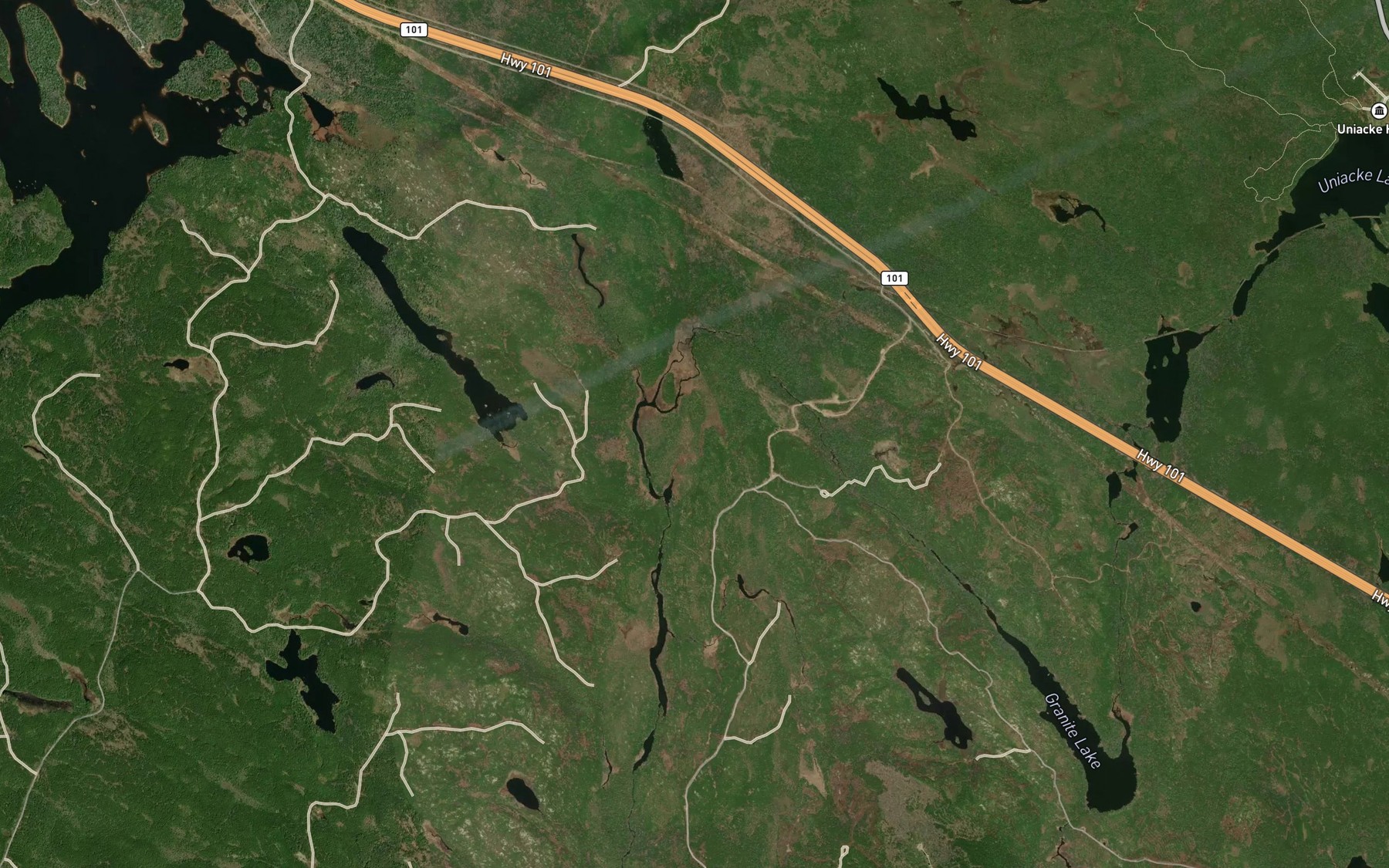 Satellite map of the Uniacke River
