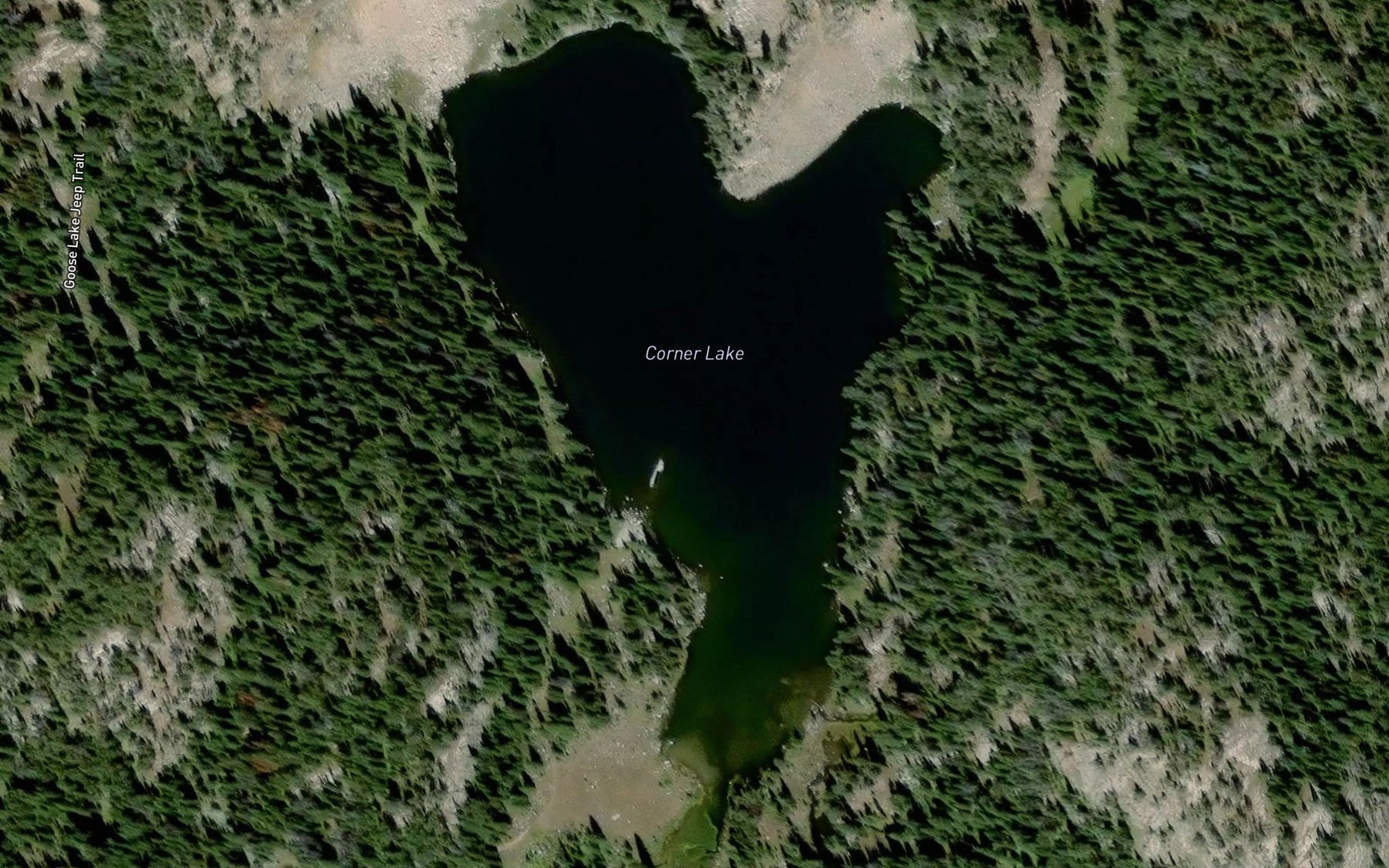 Satellite map of the Corner Lake