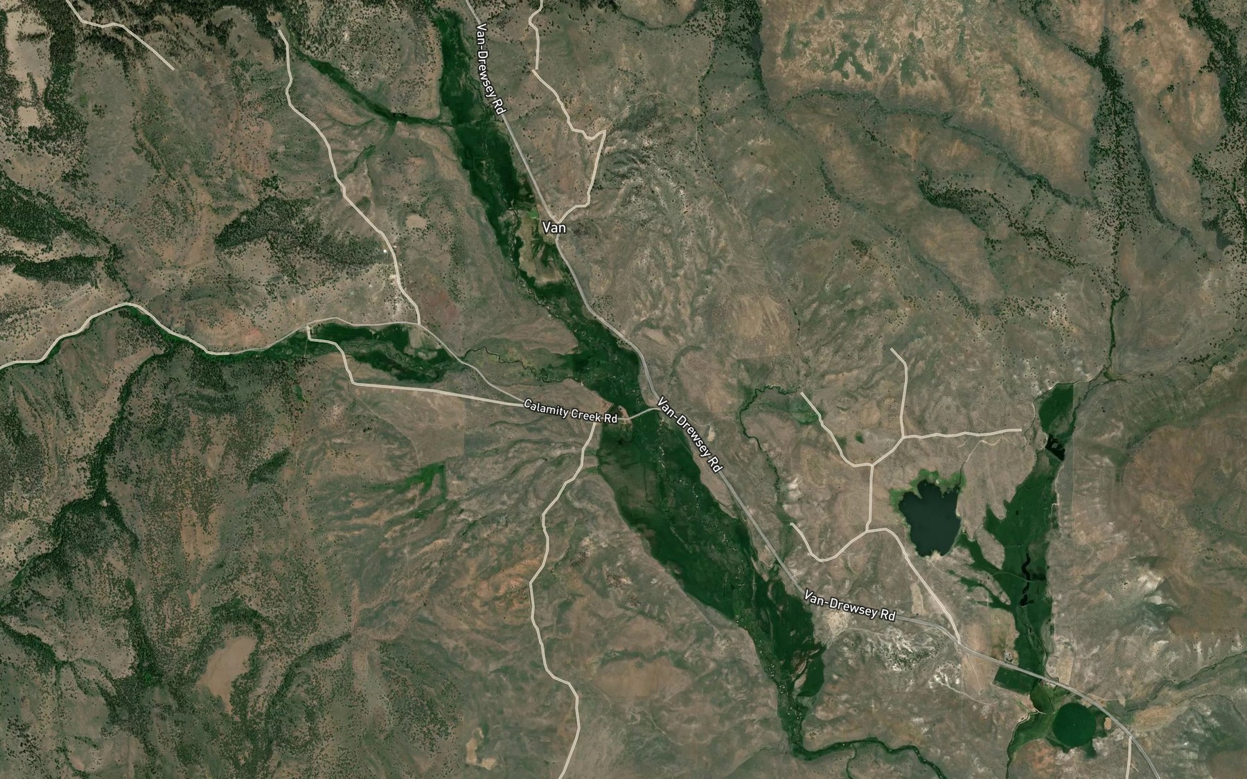Satellite map of the Calamity Creek