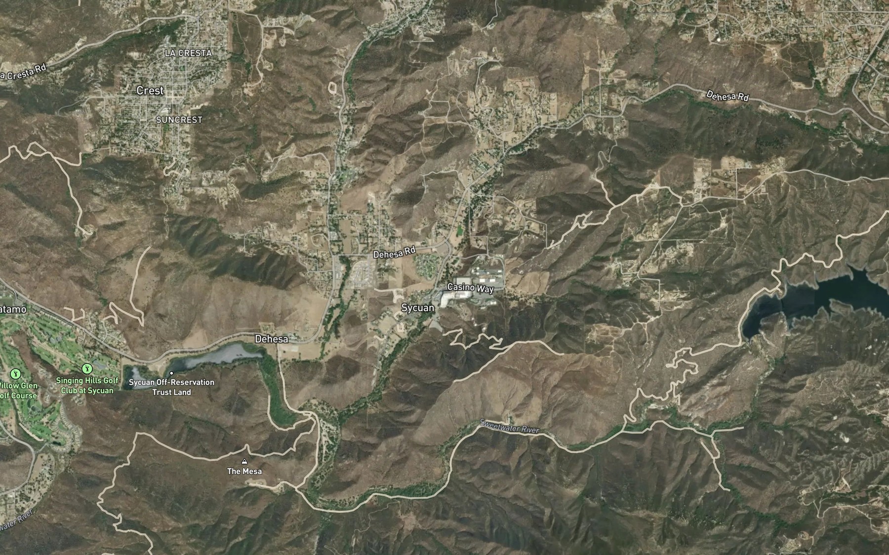 Satellite map of the Sycuan Creek