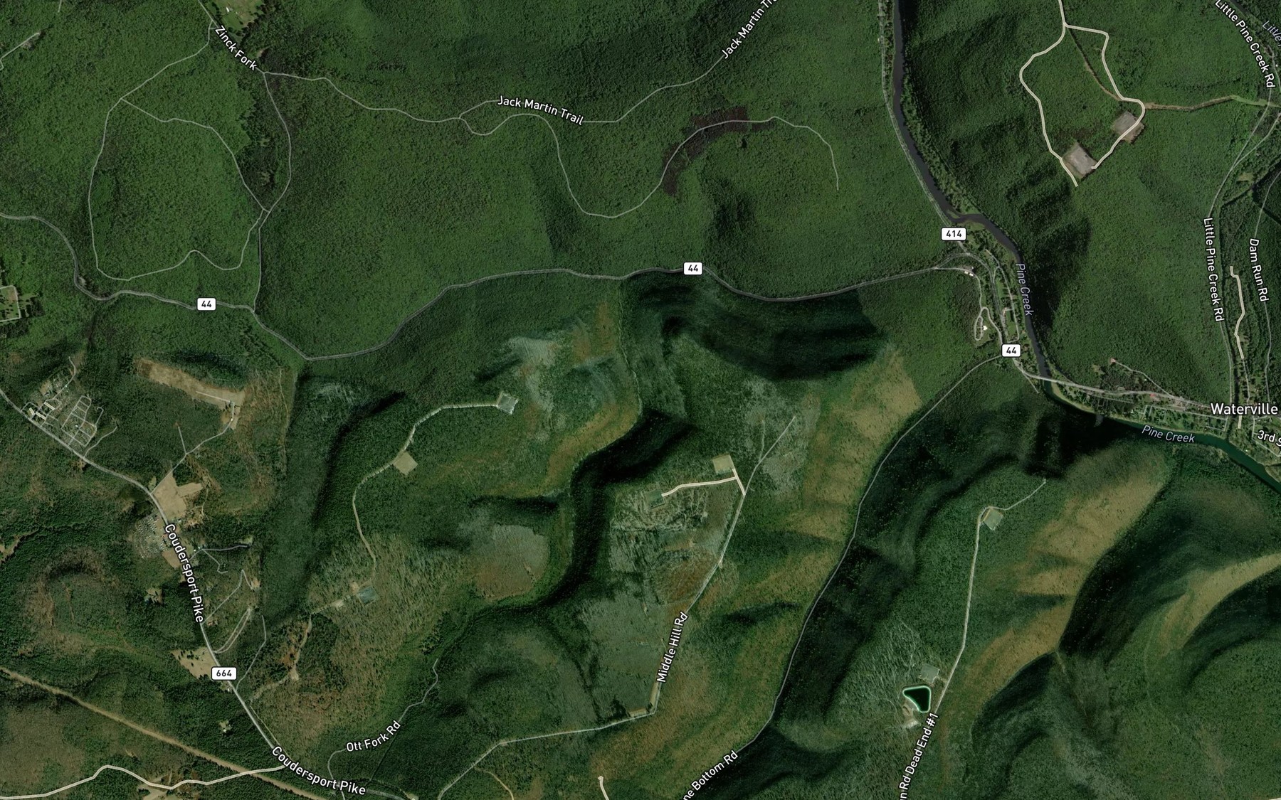 Satellite map of the First Branch Ott Fork