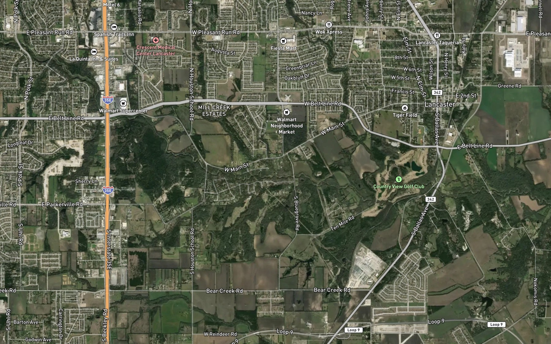 Satellite map of the Mill Branch