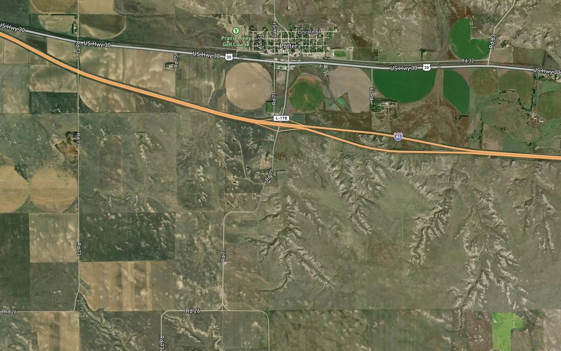 Satellite map of the Willoughby Reservoir