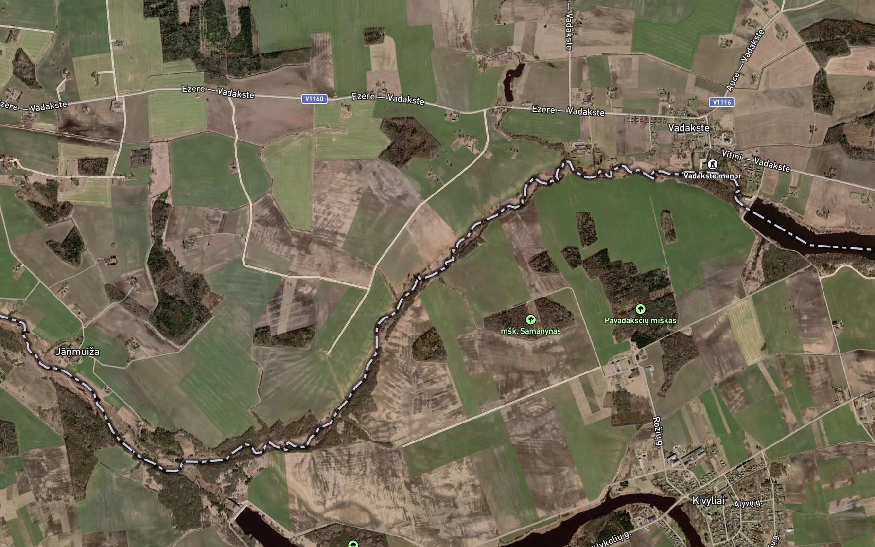 Satellite map of the Pavadakstis