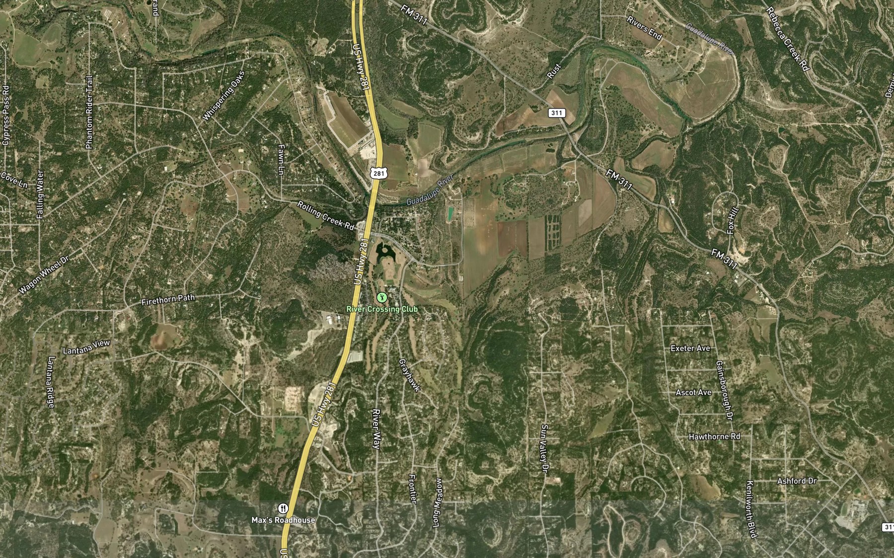 Satellite map of the Hanz Creek
