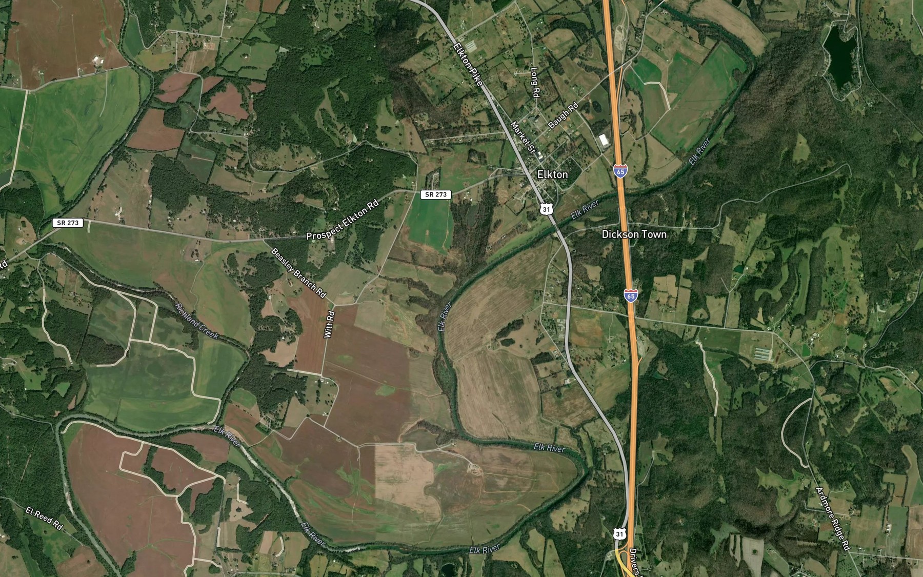 Satellite map of the Beaty Branch