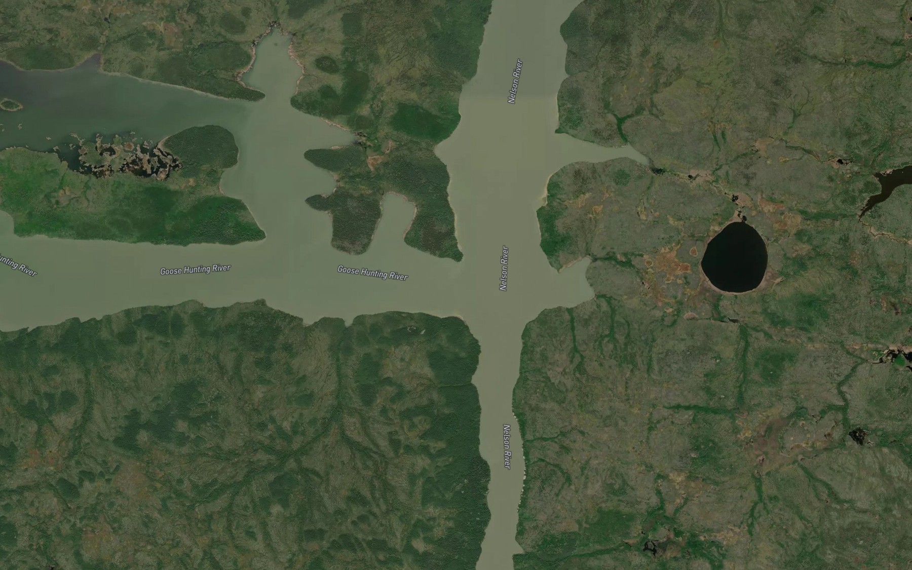 Satellite map of the Goose Hunting River