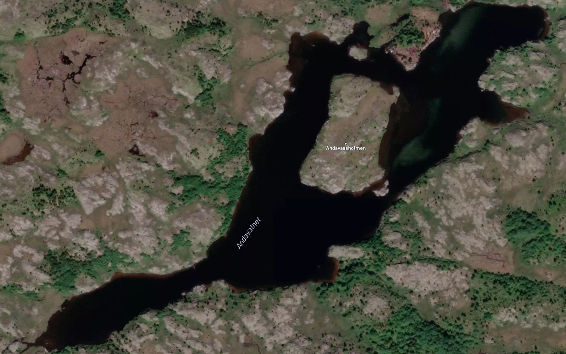 Satellite map of the Andavatnet