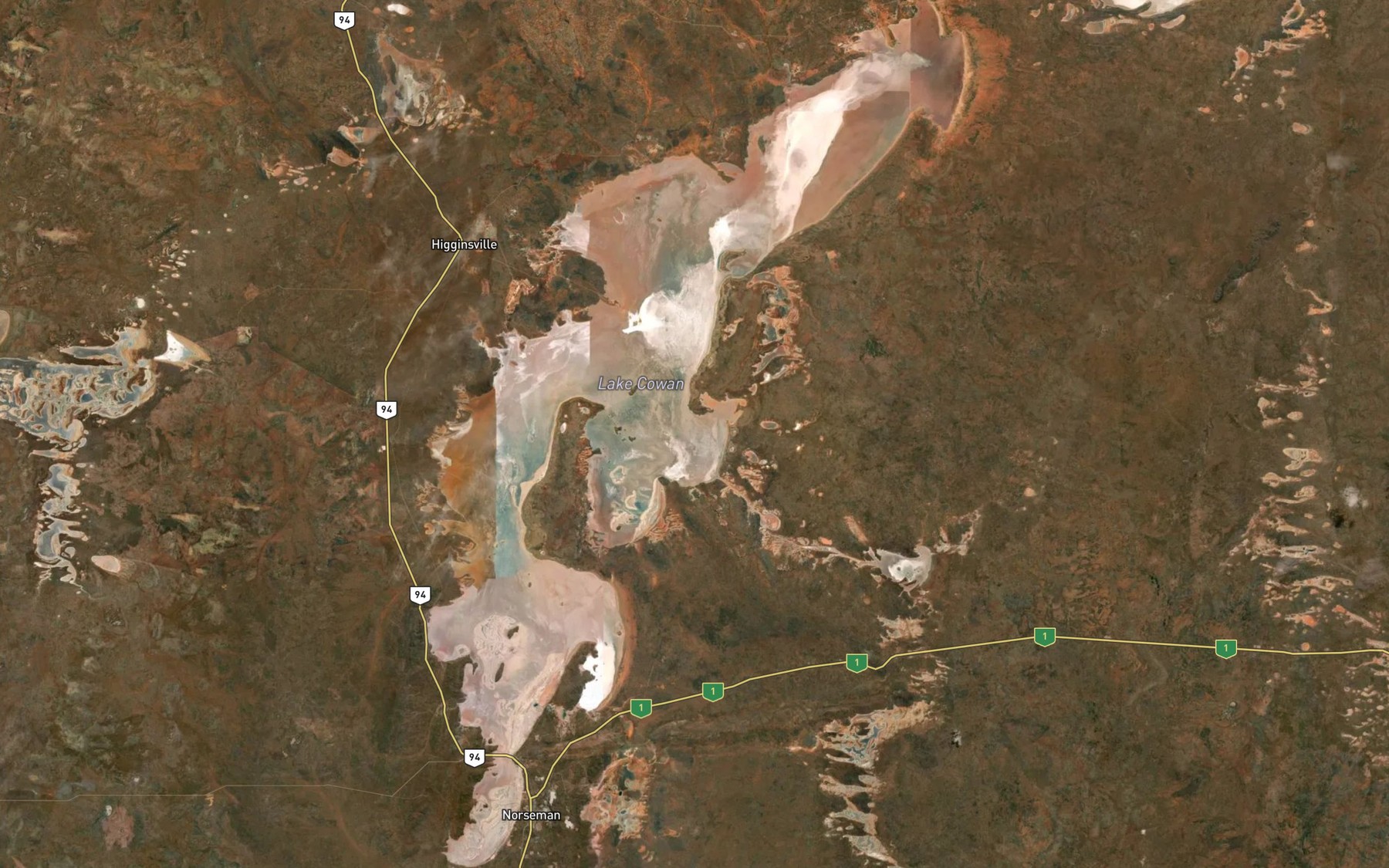 Satellite map of the Lake Cowan