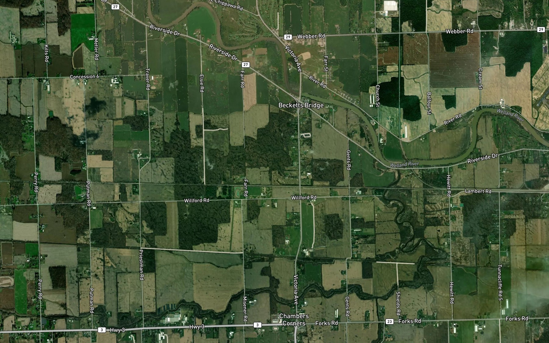 Satellite map of the Little Forks Creek