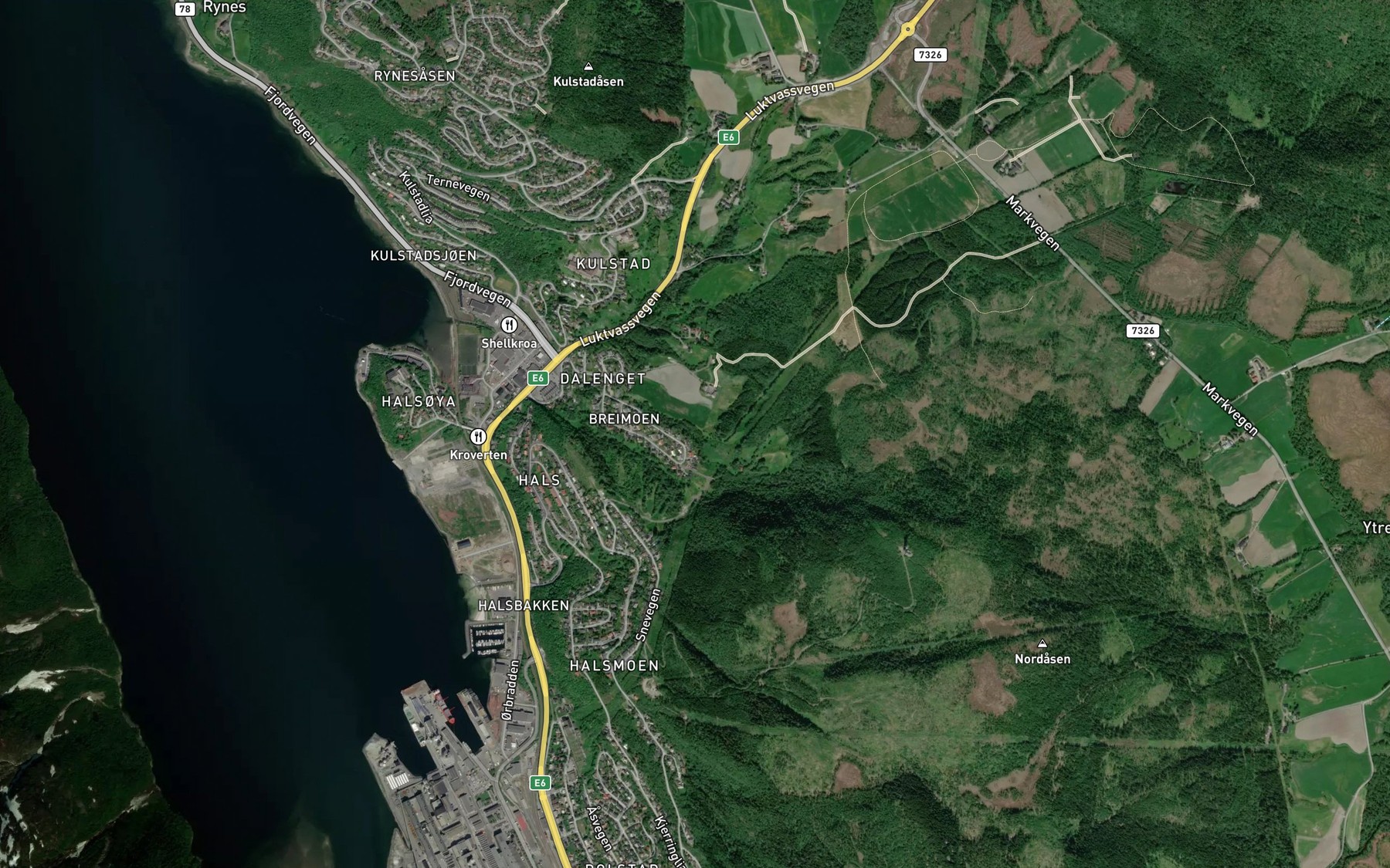 Satellite map of the Kjolbekken
