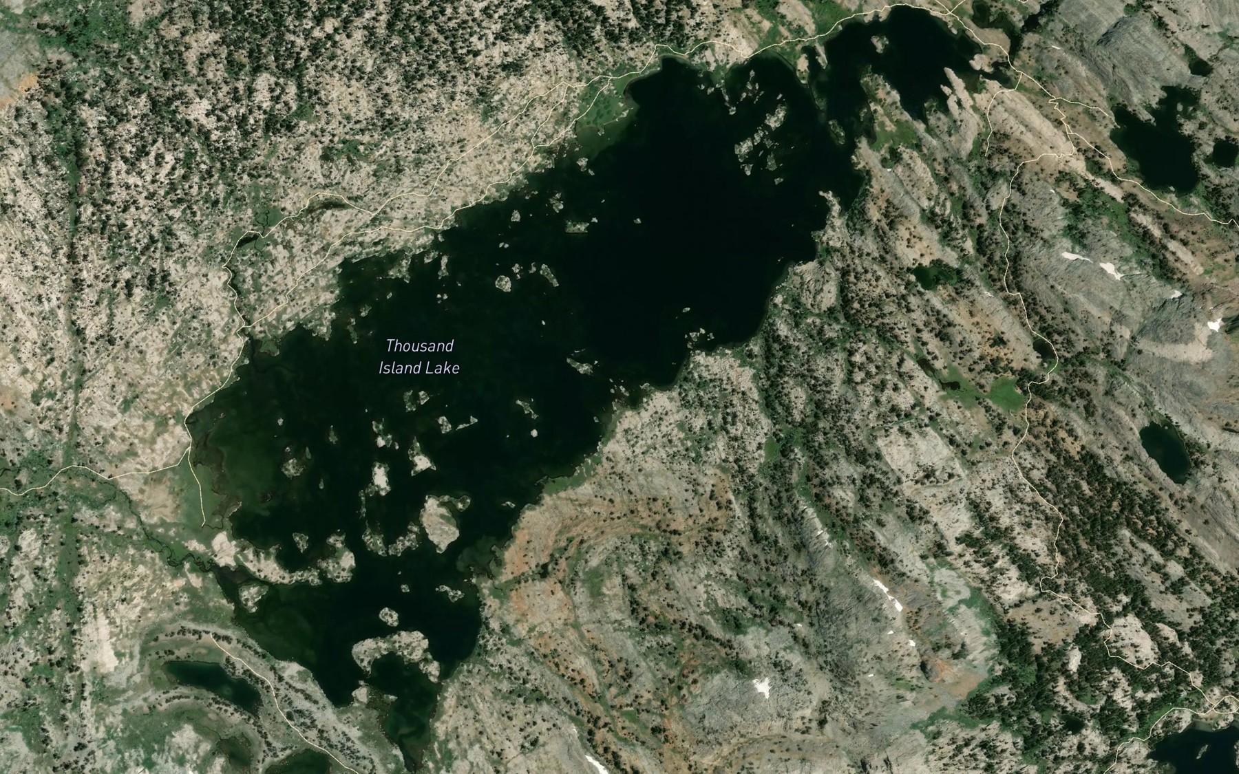 Satellite map of the Thousand Island Lake