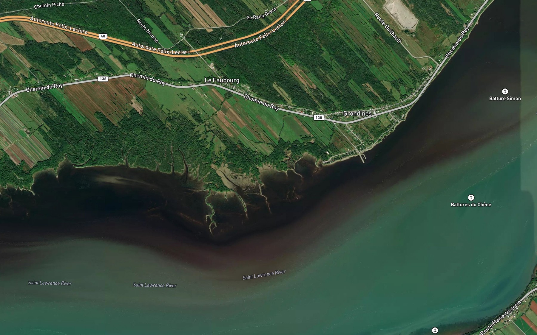 Satellite map of the Anse a Caron