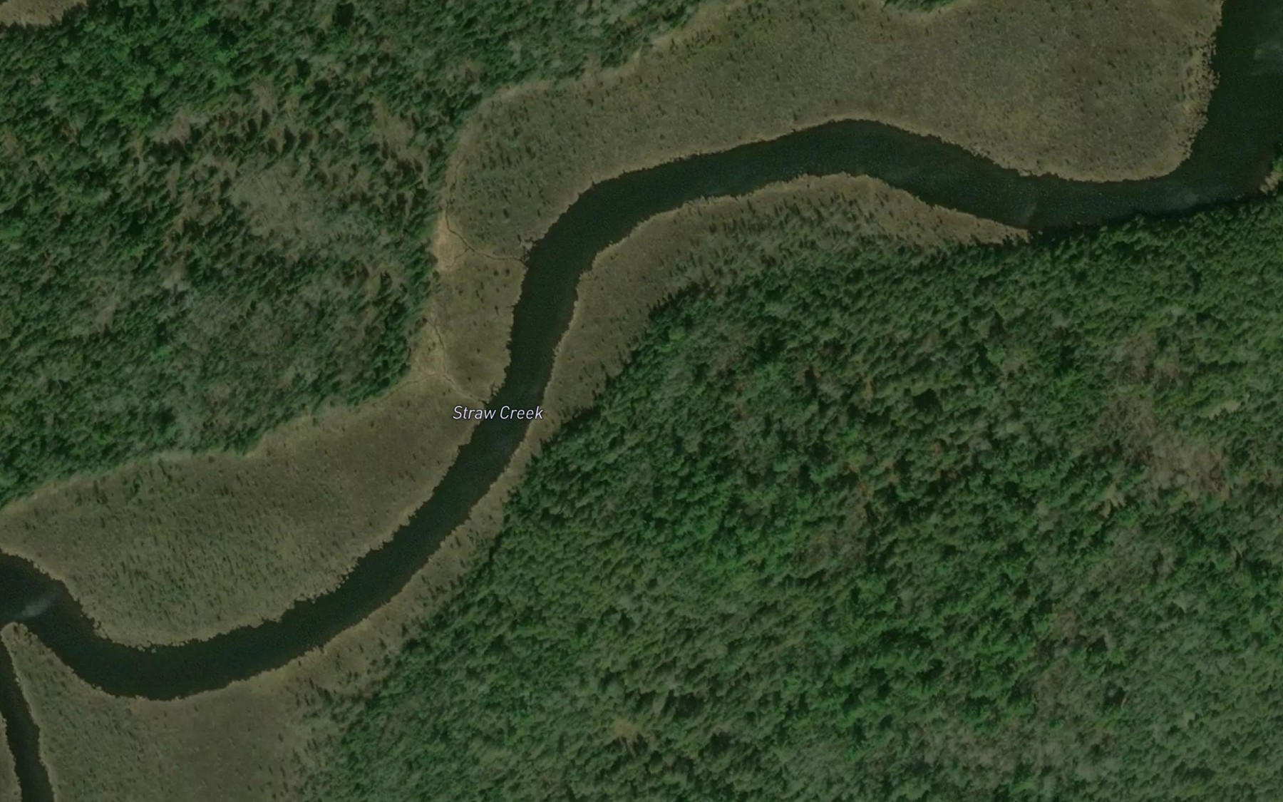 Satellite map of the Straw Creek